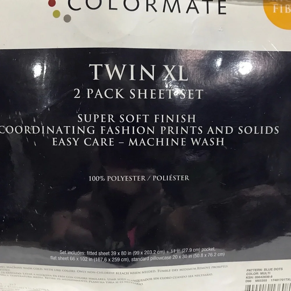 Colormate Twin XL Sheet Sets (2) Sears Brand Blue White Unisex